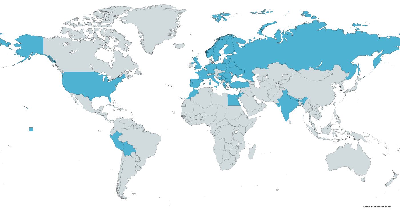 Интеративная карта мира с посещенными странами. Выберите страну.